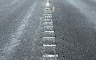 Rumble strips over the center line of a road