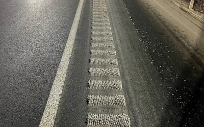 Rumble strips along the side of a highway